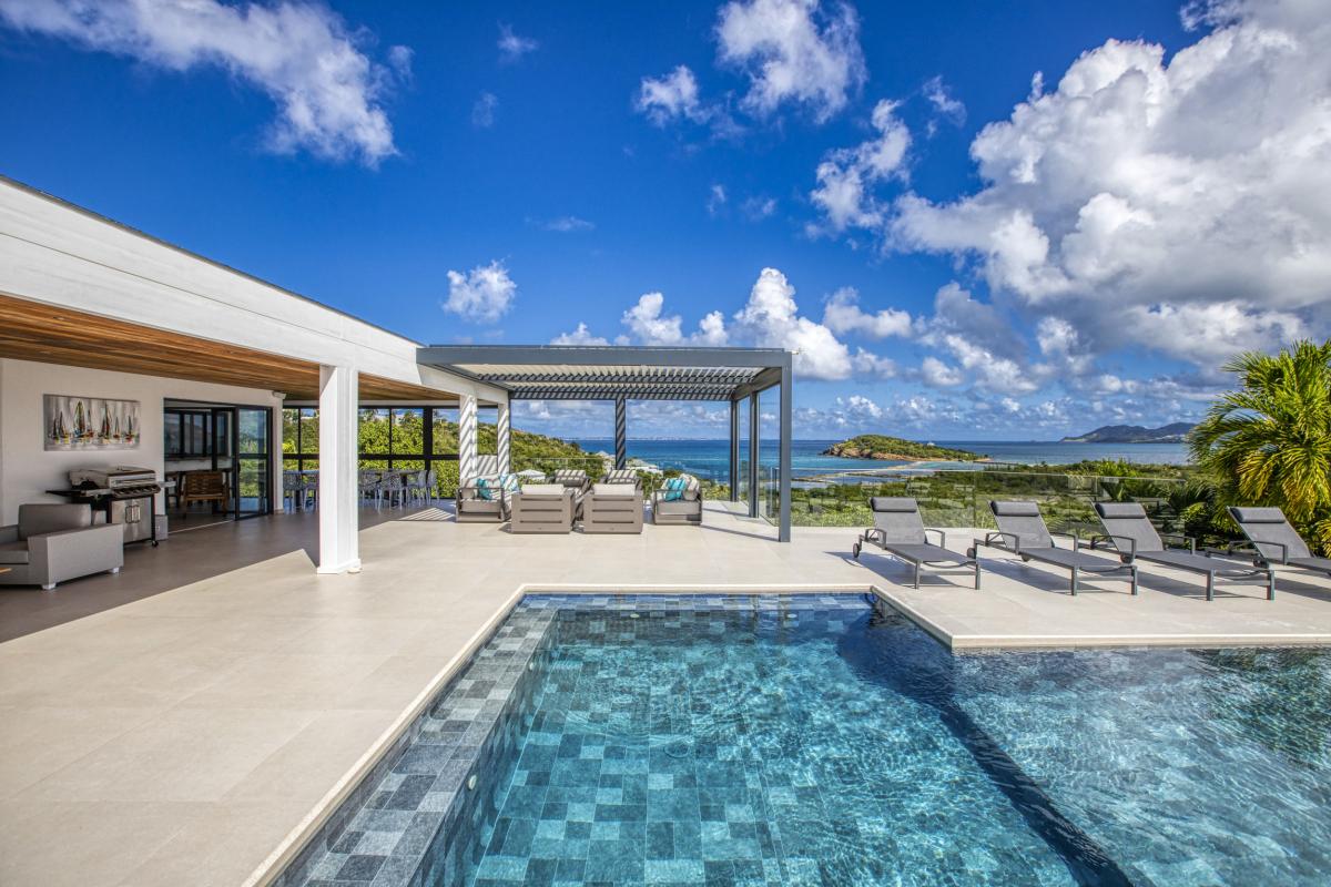 Location villa Saint Martin Terres Basses - villa 5 chambres 10 prsonnes - 300m de la plage de Baie aux Prunes - Vue mer et Piscine (4)